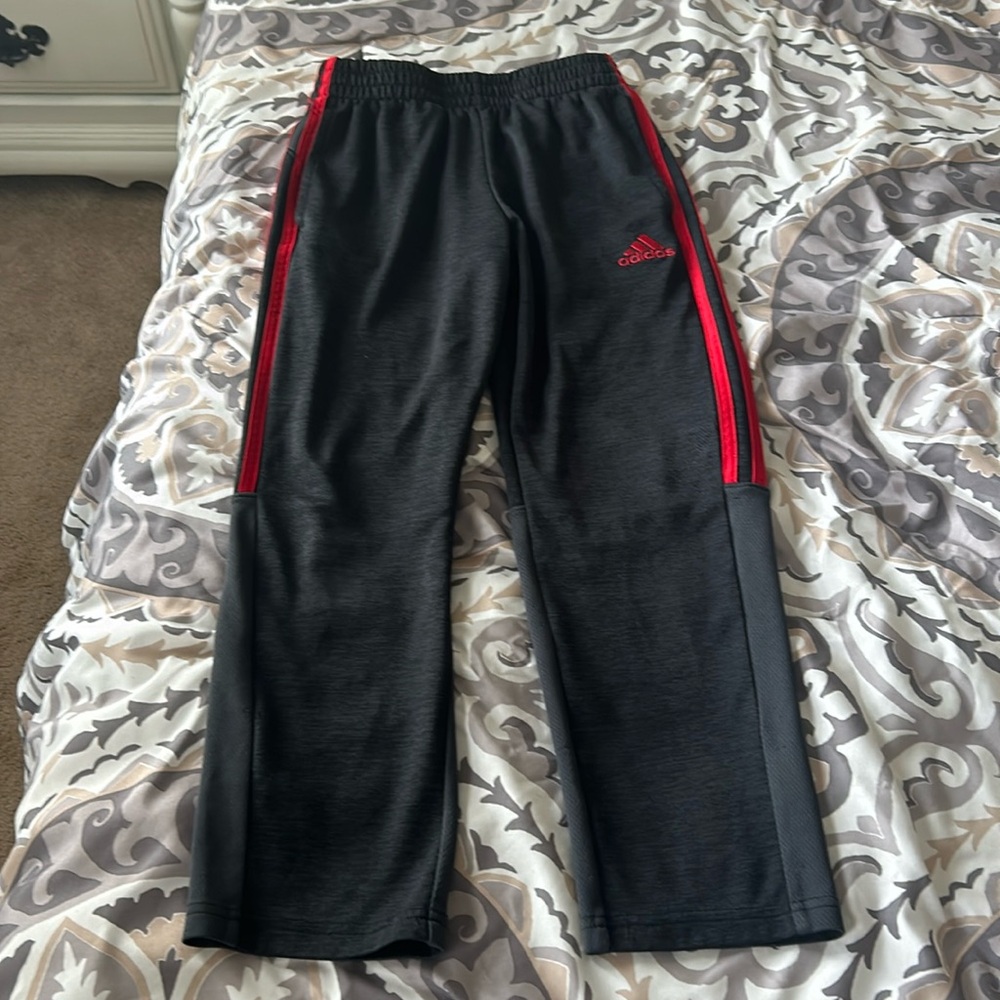 Adidas boys size 8 long black and red pants